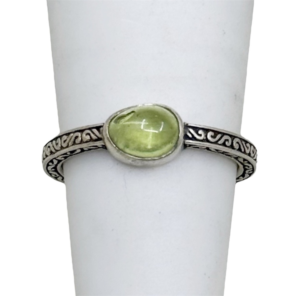 Bask sterling silver peridot cabochon band ring - GM169